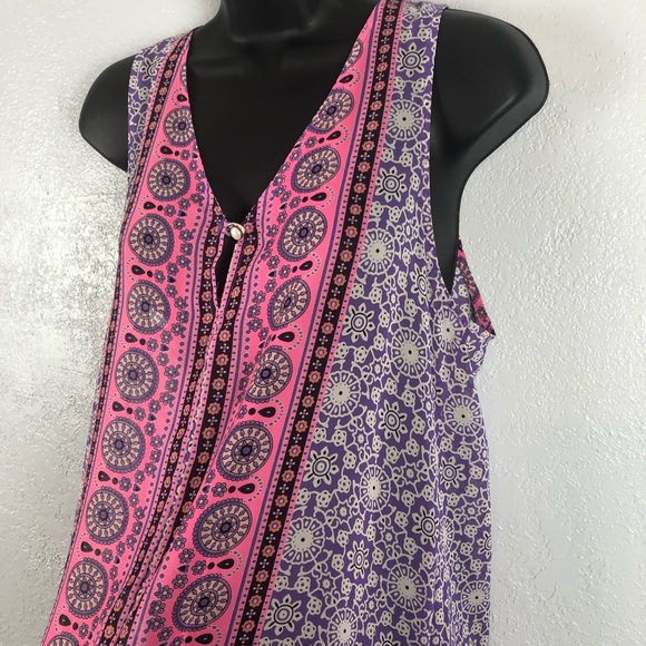 EVERLY shirt blouse semi sheer geometric boho Sz M - Picture 4 of 8